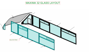 MAXIMA 32 2nd BAY GLASS WITH TOP OPENING WINDOW LH